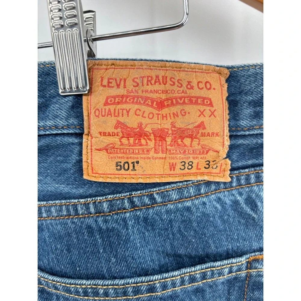 Levis 501 Men's 38x33 Y2K Era 2000's Light Distress Faded Skater / grungey Wash